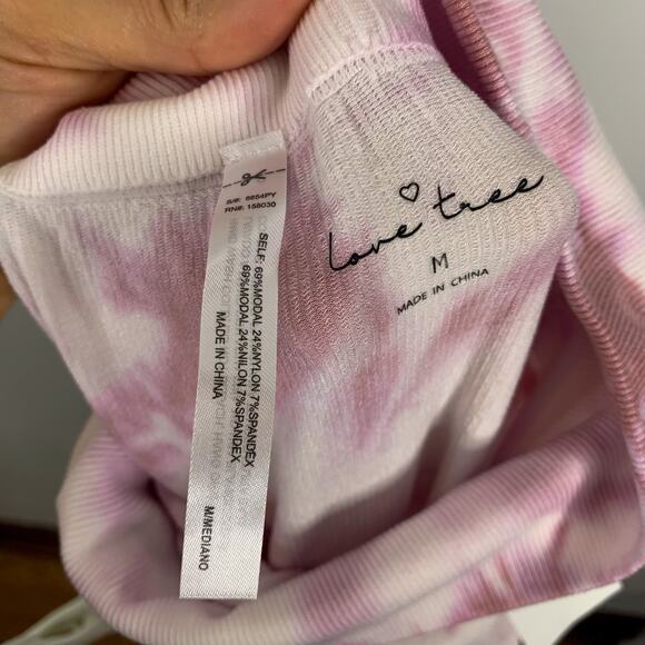 Love Tree Soft Pink White Tie Dye High Waisted Leggings - Picture 4 of 6